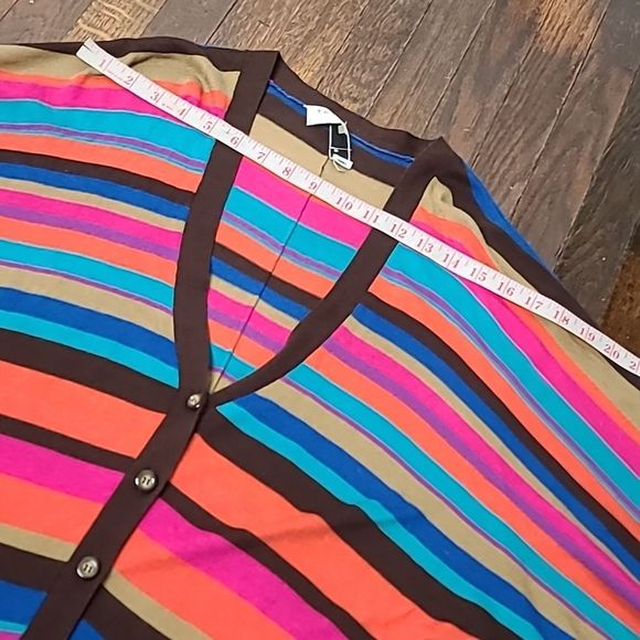 Trina Turk Rainbow Colorful Striped Cardigan Sweater - Picture 5 of 7